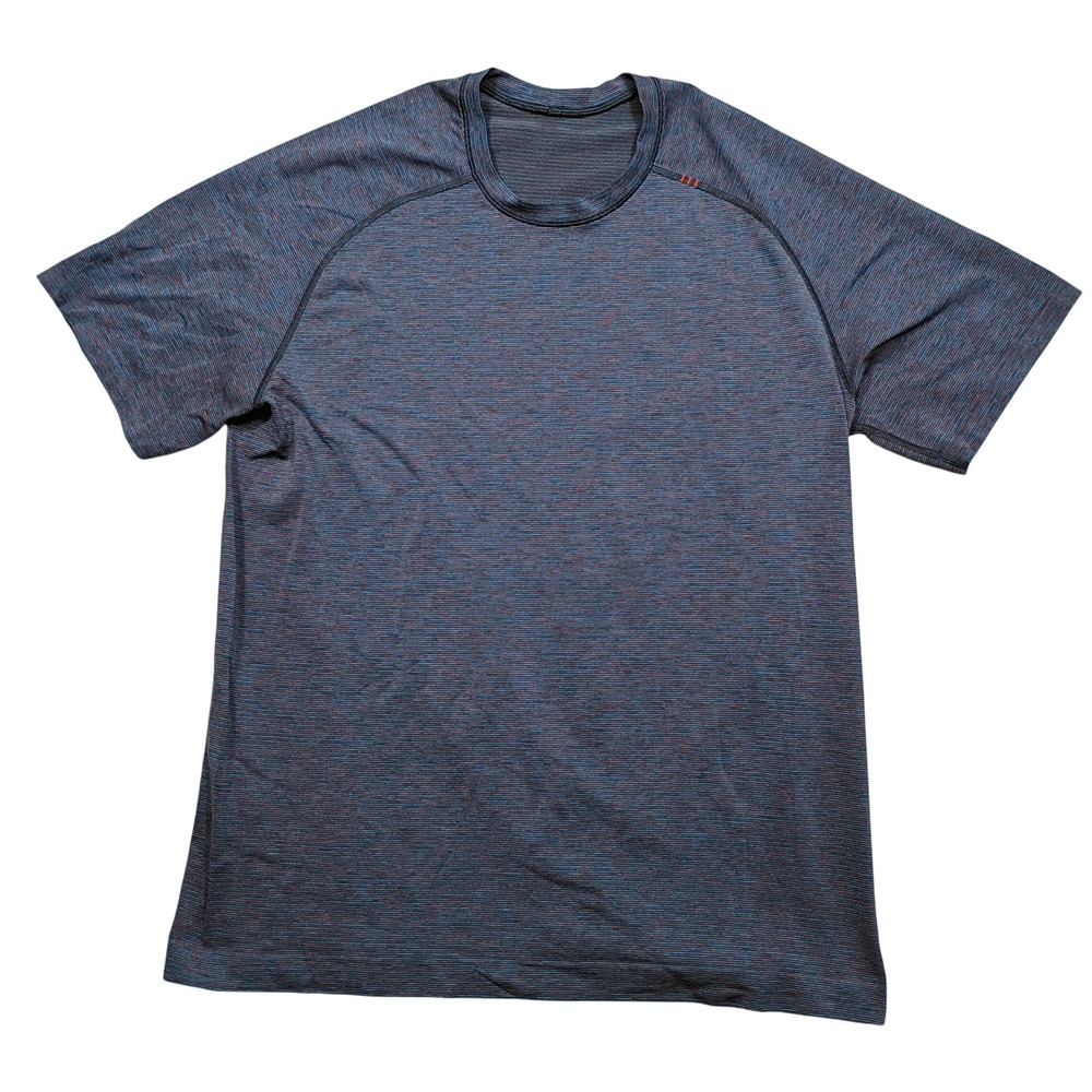 Lululemon Metal Vent Tech Shirt Mens L Short Sleeve Athletic Blue Orange Stripe